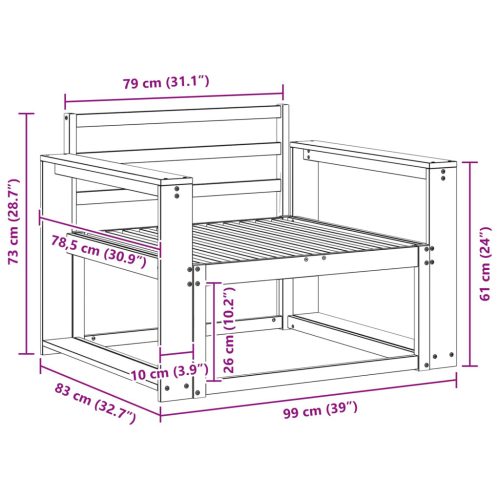  Kültéri középső kanapé Tömör Akácfa Természetes