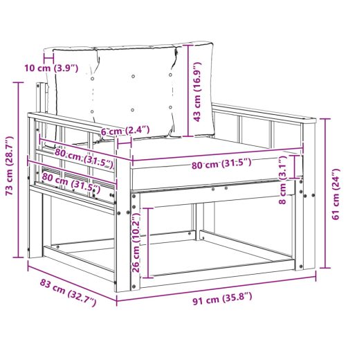  Kültéri középső kanapé Tömör Akácfa Természetes