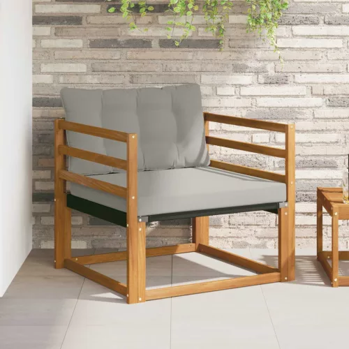  Kültéri kanapé szett Tömör akácfa és textilén Természetes