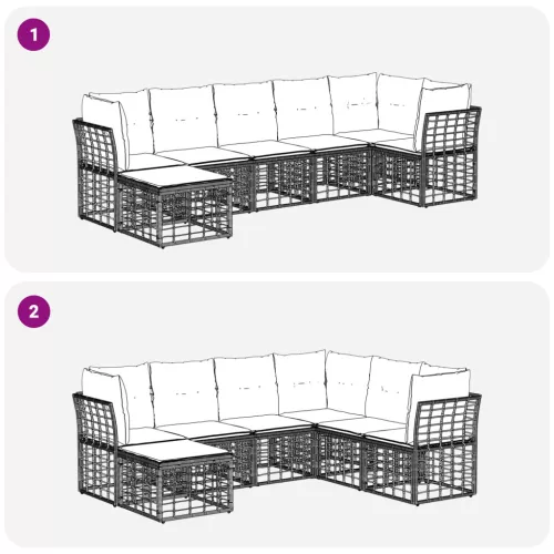  Kültéri kanapé szett párnával 4 pcs Természetes Poliészter
