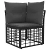  Kültéri kanapé szett 14 pcs Fekete és Sötétszürke Poliészter