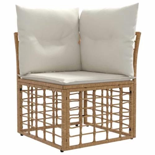  Kültéri kanapé szett 6 pcs Természetes és Krémszínű Fehér