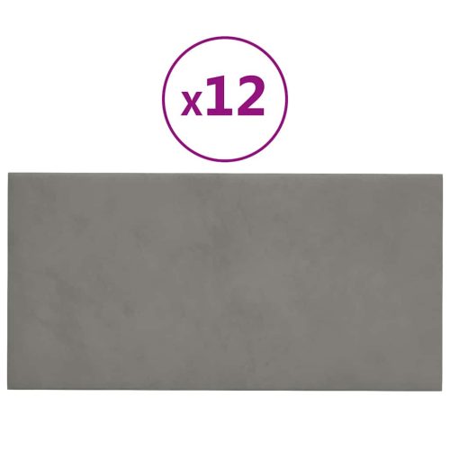  12 db világosszürke bársony fali panel 30 x 15 cm 0,54 m²