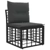  Kültéri kanapé szett 12 pcs Fekete és Sötétszürke Poliészter
