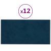  12 db kék bársony fali panel 60x30 cm 2,16 m²