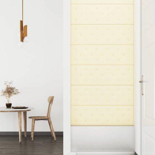  12 db krémszínű műbőr fali panel 90 x 30 cm 3,24 m²