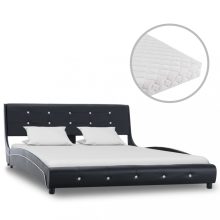 VID fekete műbőr ágy matraccal 140 x 200 cm