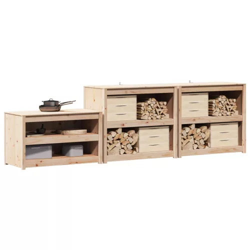  Kültéri konyhaszekrény MEPPEL 3 pcs Természetes Douglas