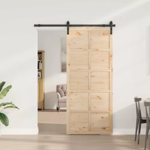 Csúszó ajtó Természetes 80 x 208 cm Tömör Fenyőfa