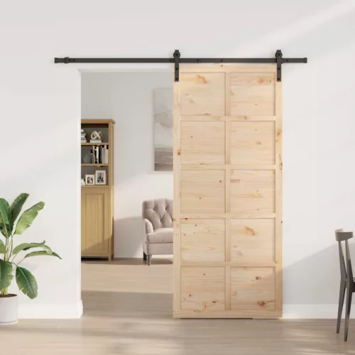  Csúszó ajtó Természetes 100 x 208 cm Tömör Fenyőfa
