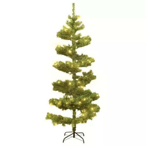  zöld PVC kivilágított állványos kacskaringós karácsonyfa 150 cm