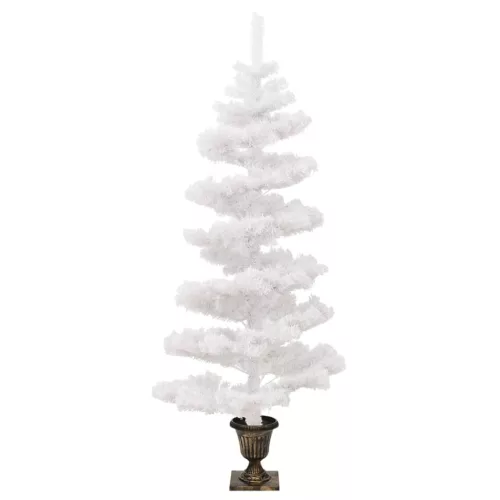  fehér PVC kivilágított kacskaringós karácsonyfa kaspóval 120 cm