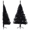  fekete PVC fél műkarácsonyfa állvánnyal 120 cm