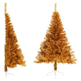  aranyszínű PET fél műkarácsonyfa állvánnyal 120 cm
