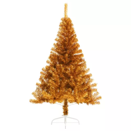  aranyszínű PET fél műkarácsonyfa állvánnyal 120 cm