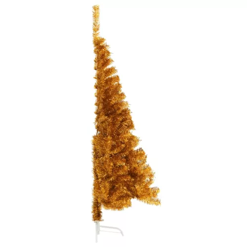  aranyszínű PET fél műkarácsonyfa állvánnyal 120 cm