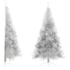  ezüstszínű PET fél műkarácsonyfa állvánnyal 240 cm