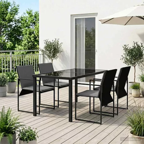  Kert étkező szett 5 pcs Fekete és Antracit 140 x 70 x 73 cm