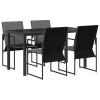  Kert étkező szett 5 pcs Fekete és Antracit 140 x 70 x 73 cm