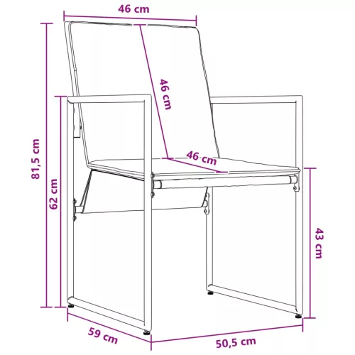  Kert étkező szett 5 pcs Fekete és Antracit 140 x 70 x 73 cm