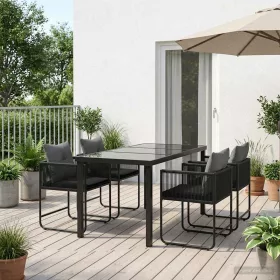    Kert étkező szett 5 pcs Fekete és Antracit 140 x 80 x 73 cm