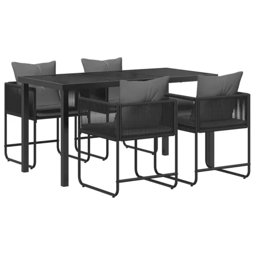  Kert étkező szett 5 pcs Fekete és Antracit 140 x 80 x 73 cm