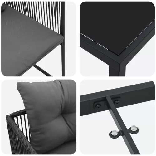  Kert étkező szett 5 pcs Fekete és Antracit 140 x 80 x 73 cm