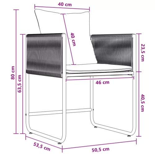  Kert étkező szett 5 pcs Fekete és Antracit 140 x 80 x 73 cm