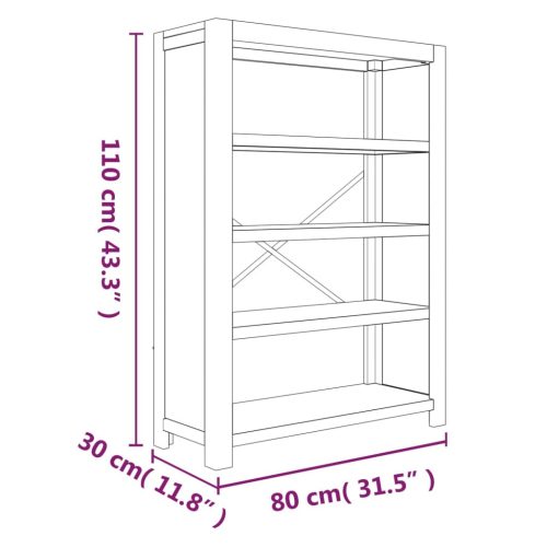  4 szintes tömör akácfa könyvespolc 80 x 30 x 110 cm
