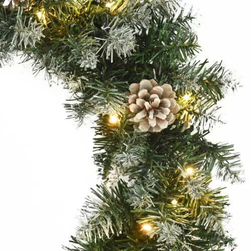  zöld PVC karácsonyi koszorú LED-ekkel 60 cm
