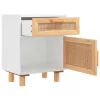  2 db fehér természetes rattan éjjeliszekrény