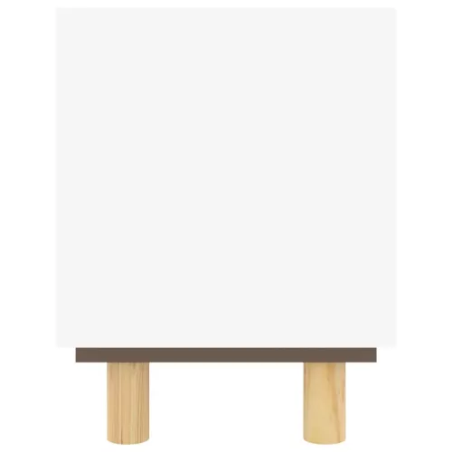  fehér fenyőfa és természetes rattan TV-szekrény 105x30x40 cm