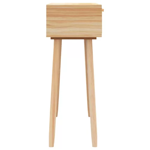  barna tömör fenyő és természetes rattan kisasztal 80x30x75 cm