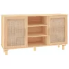  barna tömör fenyő/természetes rattan tálalószekrény 105x30x60cm