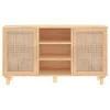  barna tömör fenyő/természetes rattan tálalószekrény 105x30x60cm