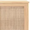  barna tömör fenyő/természetes rattan tálalószekrény 105x30x60cm