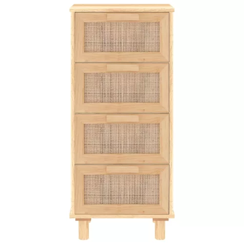  barna tömör fenyő/természetes rattan tálalószekrény 40x30x90 cm