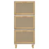  fehér szerelt fa és természetes rattan cipőszekrény 52x25x115cm