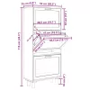  fehér szerelt fa és természetes rattan cipőszekrény 52x25x115cm