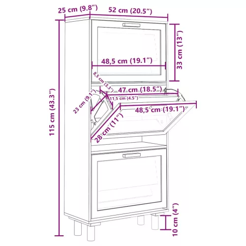  fekete szerelt fa és természetes rattan cipőszekrény 52x25x80cm