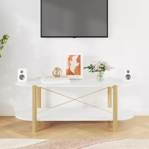  fehér szerelt fa dohányzóasztal 110 x 48 x 40 cm