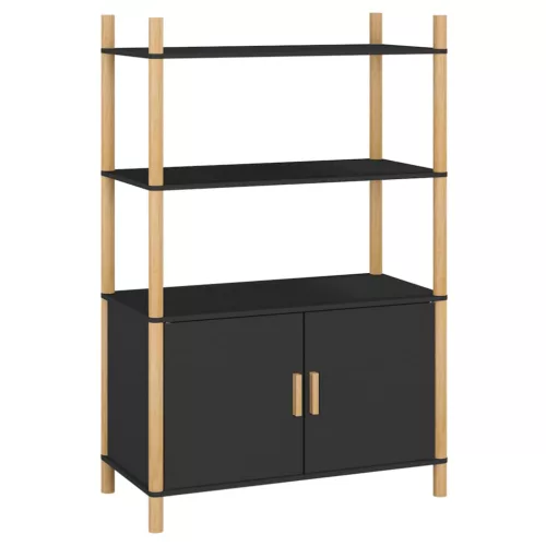  fekete szerelt fa magasszekrény 80x40x121 cm
