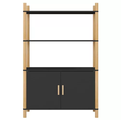  fekete szerelt fa magasszekrény 80x40x121 cm