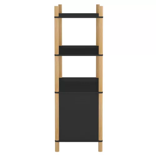  fekete szerelt fa magasszekrény 80x40x121 cm