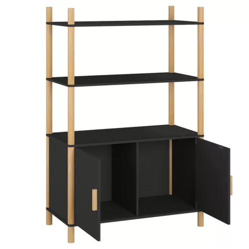  fekete szerelt fa magasszekrény 80x40x121 cm