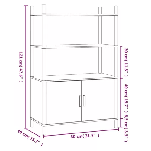  fekete szerelt fa magasszekrény 80x40x121 cm
