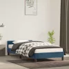  sötétkék bársony ágykeret matrac nélkül 90x200 cm