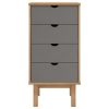  OTTA barna és szürke tömör fenyőfa fiókos szekrény 45x39x90 cm