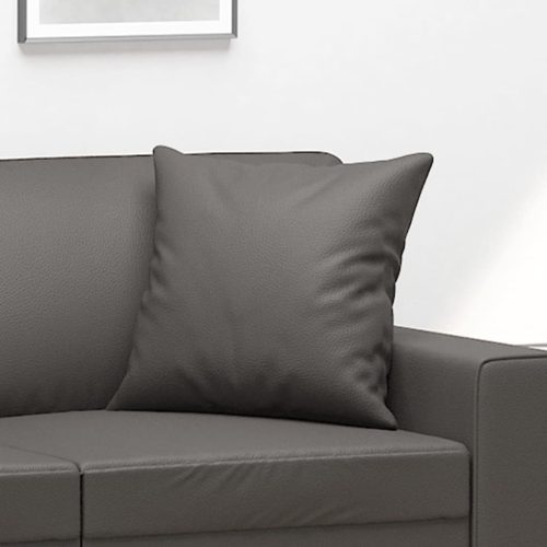  2 db szürke műbőr díszpárna 40 x 40 cm