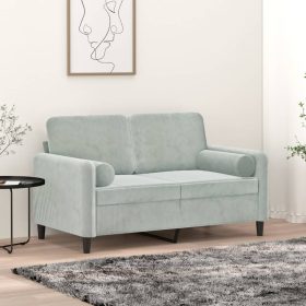  2 db világosszürke bársony díszpárna Ø15x50 cm